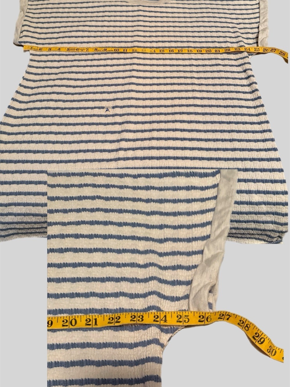 HEIMISH USA Jacquard Striped Top & Short SET in Cream/Blue 3X - Picture 8 of 17